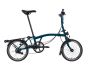 Brompton C Line Explore Ocean Blue - 6 speed with Mid handlebar, with Front Carrier Block, with front/rear lights and roller frame
