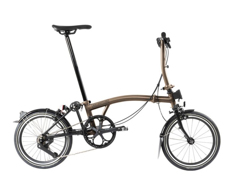 Brompton P Line  Explore Bronze Sky Metallic - 12 speed with Low handlebar with Front Carrier Block