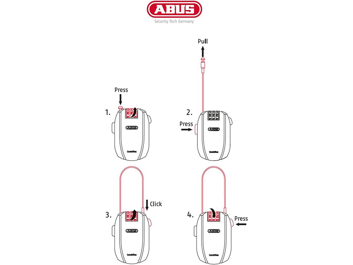 Abus Combiflex™ StopOver 輕量萬用鎖 螢光色