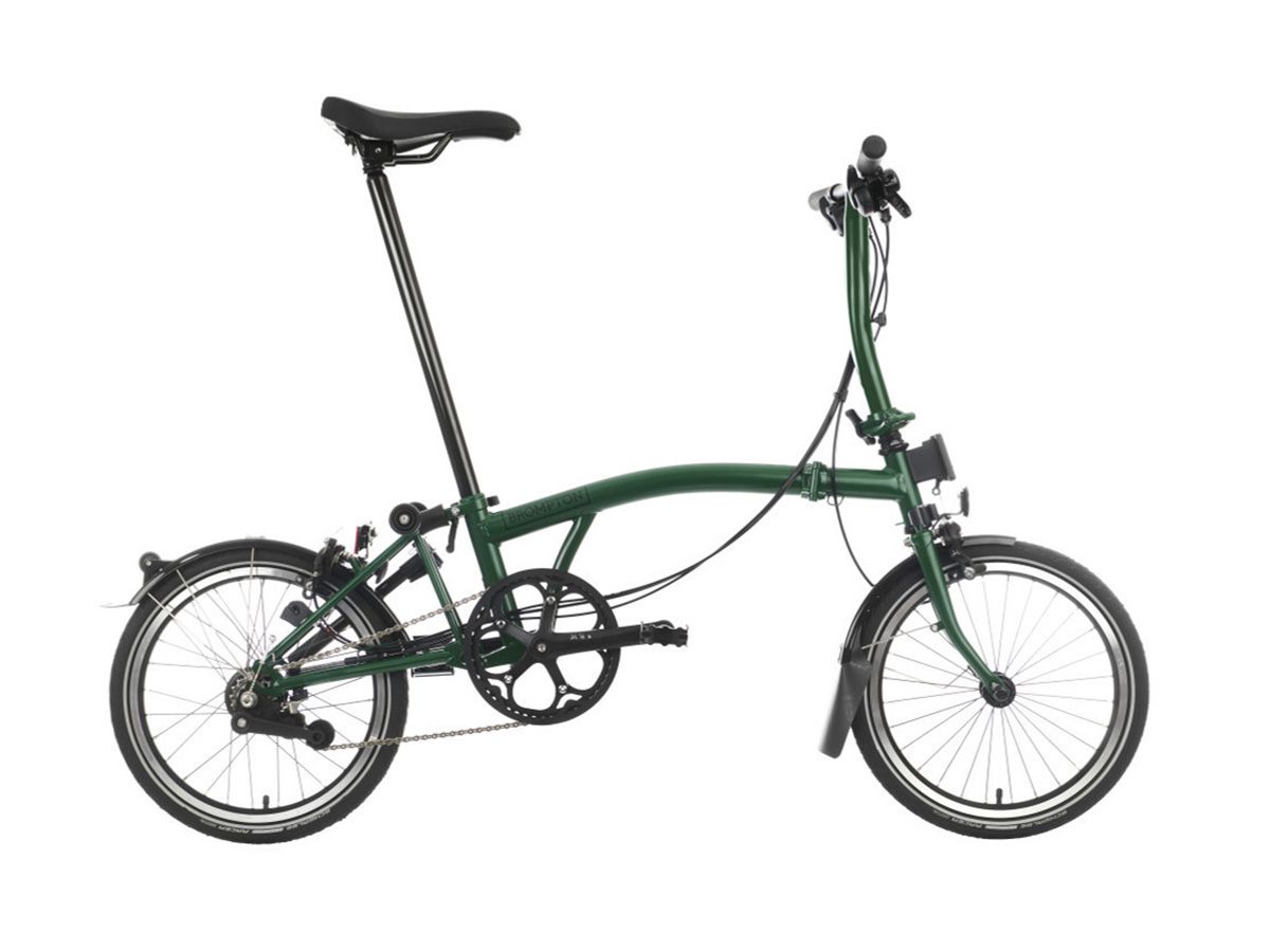 Brompton C Line Explore Racing Green - 6 speed with Low handlebar, with Front Carrier Block, with front/rear lights