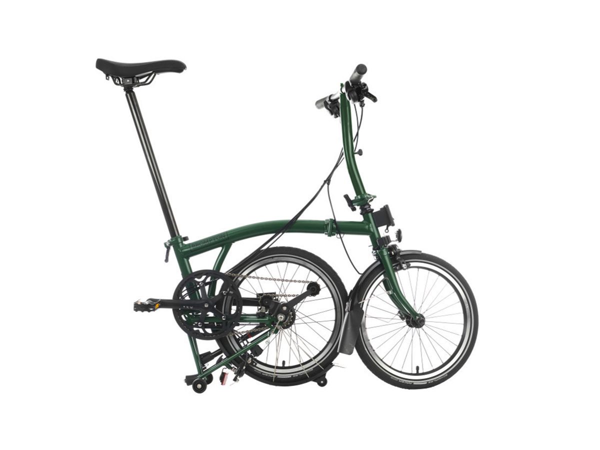 Brompton C Line Explore Racing Green - 6 speed with Low handlebar, with Front Carrier Block, with front/rear lights