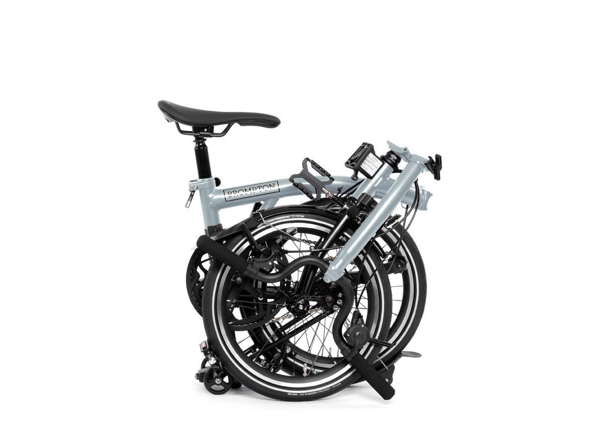 Brompton P Line Explore Lunar Ice - 4 speed with Mid handlebar, with front/rear lights