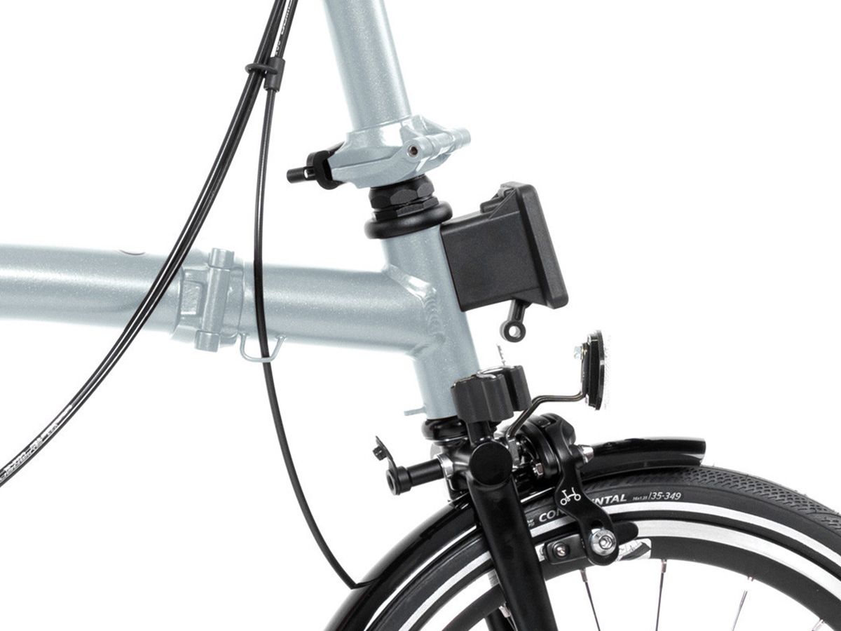 Brompton P Line Explore Lunar Ice - 4 speed with Mid handlebar, with front/rear lights
