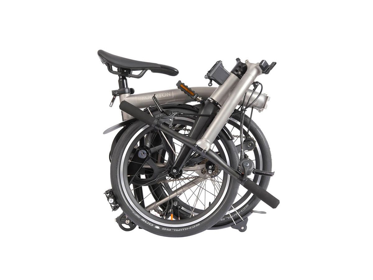Brompton T Line Blasted Titanium - 12 speed with Low handlebar/Front and rear light
