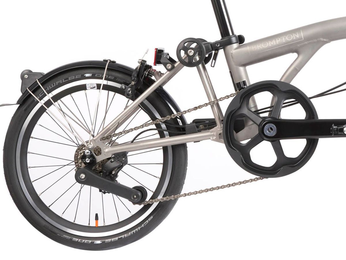 Brompton T Line Blasted Titanium - 12 speed with Low handlebar/Front and rear light
