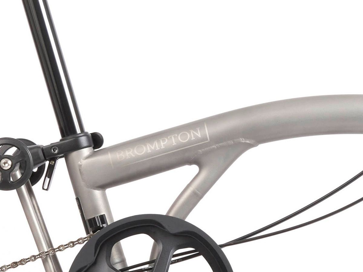 Brompton T Line Blasted Titanium - 12 speed with Low handlebar/Front and rear light