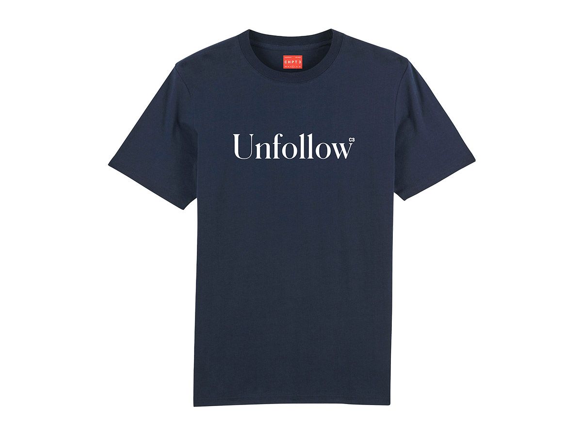 CHPT3 Unfollow Unisex T-shirt Navy Blue - XS