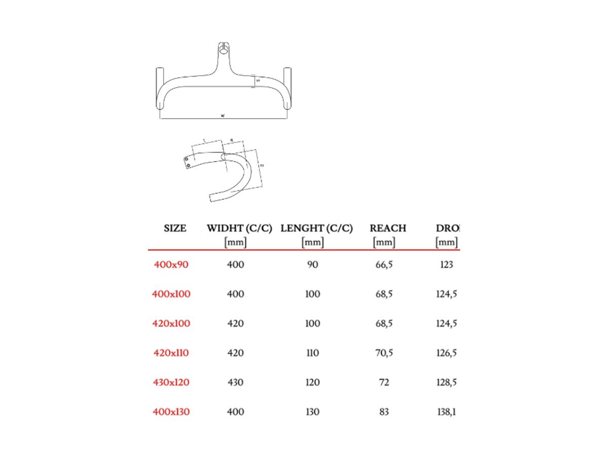 Wilier Triestina 0-BAR CARBON HANDLEBAR 420X100MM