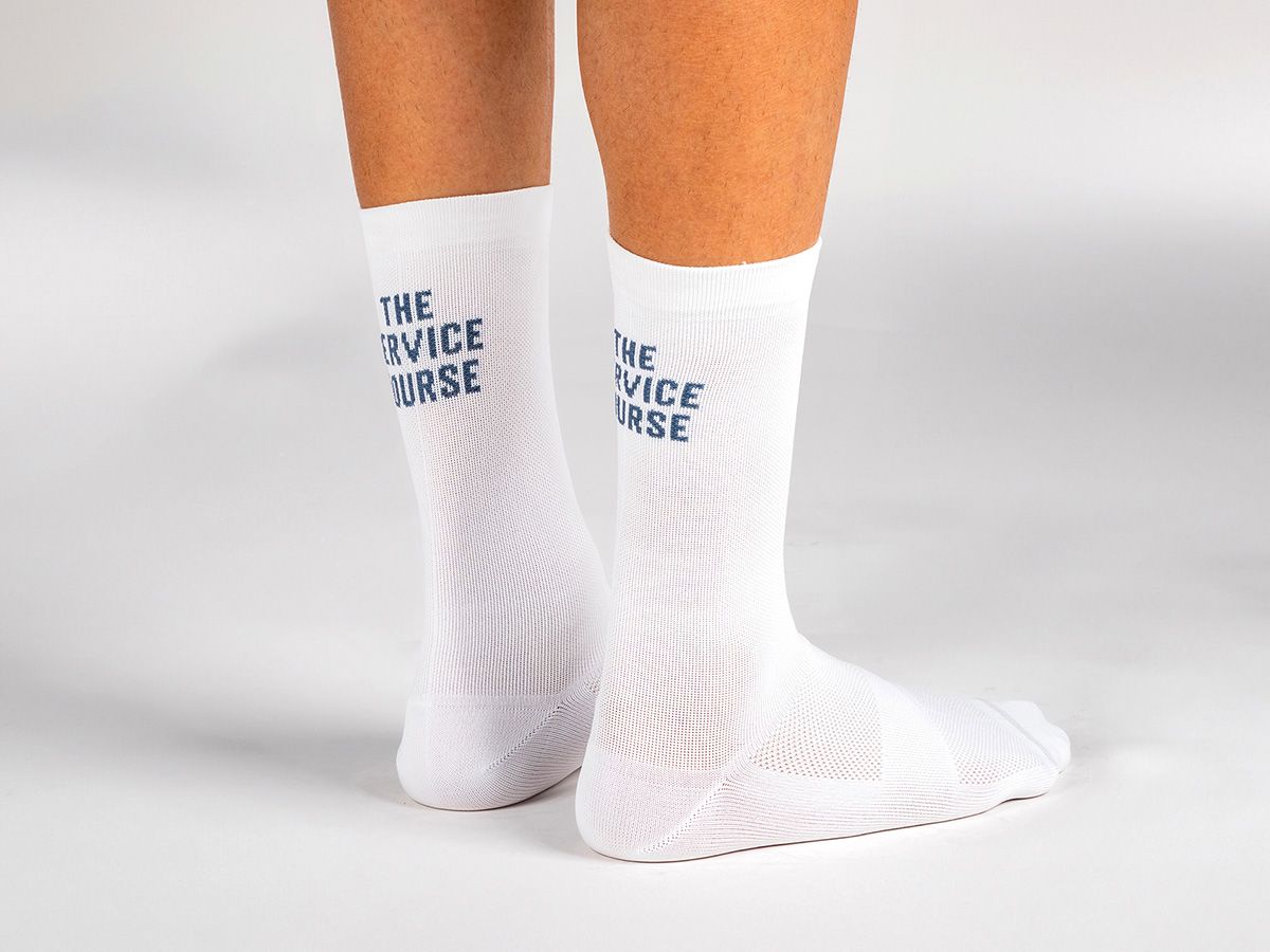 The Service Course Logo Socks 車襪 - 白/藍