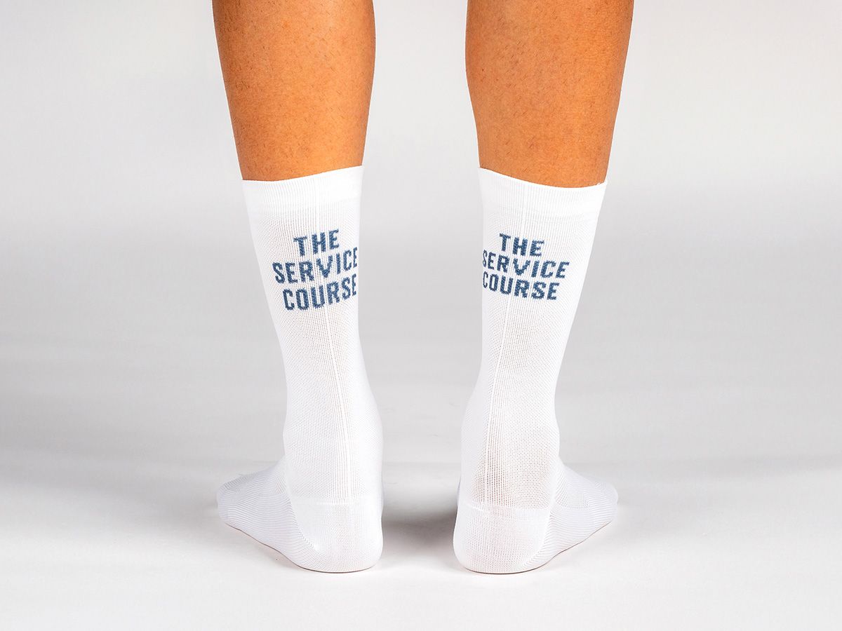 The Service Course Logo Socks 車襪 - 白/藍 L