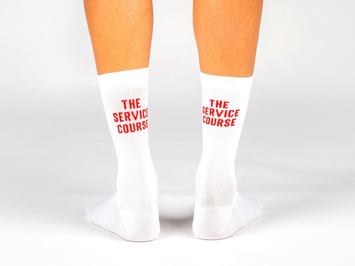 The Service Course Logo Socks - White/Red